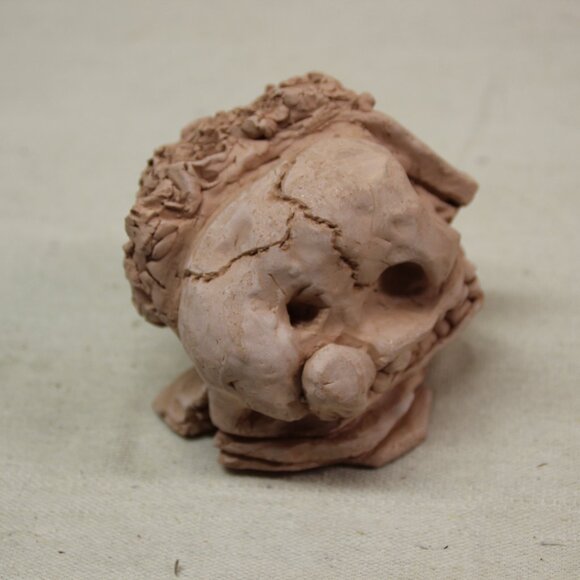 Ugly Pottery Clay Head Face Handmade Unique Eclectic Weird Strange Art - Picture 6 of 12